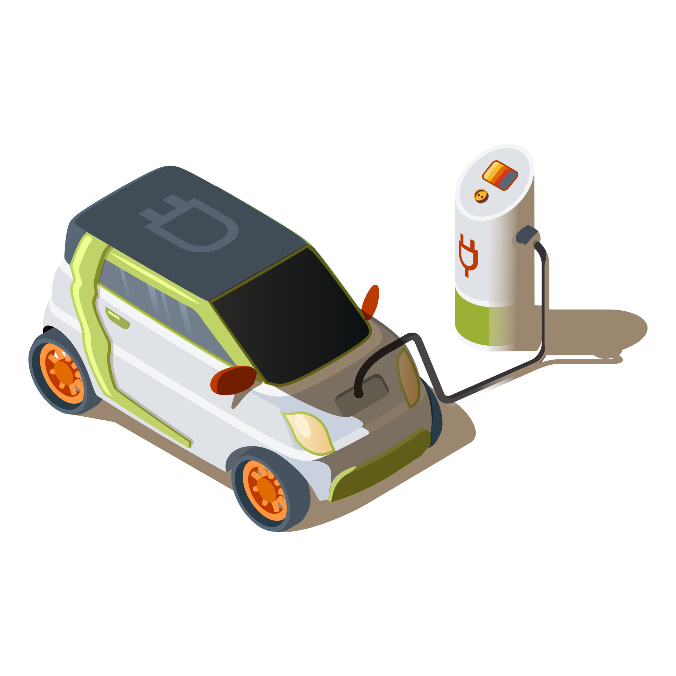 Electric car with a charging station